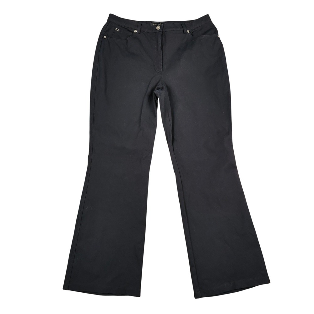 Escada Black Trousers Dress Pants Sz 12 Bootcut Chic Quiet‎ Luxury Minimalist
